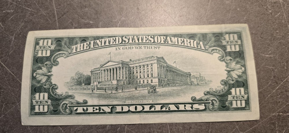 1969 Misaligned $10 Bill Error