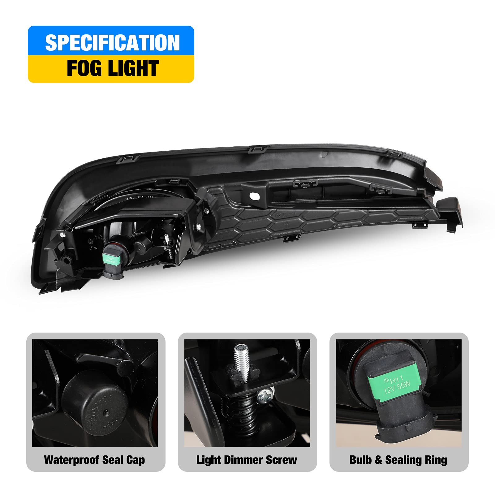 Fog Lights for 2015 Honda Civic 4 Door Sedan Wiring Kit Switch Pair Clear Lens