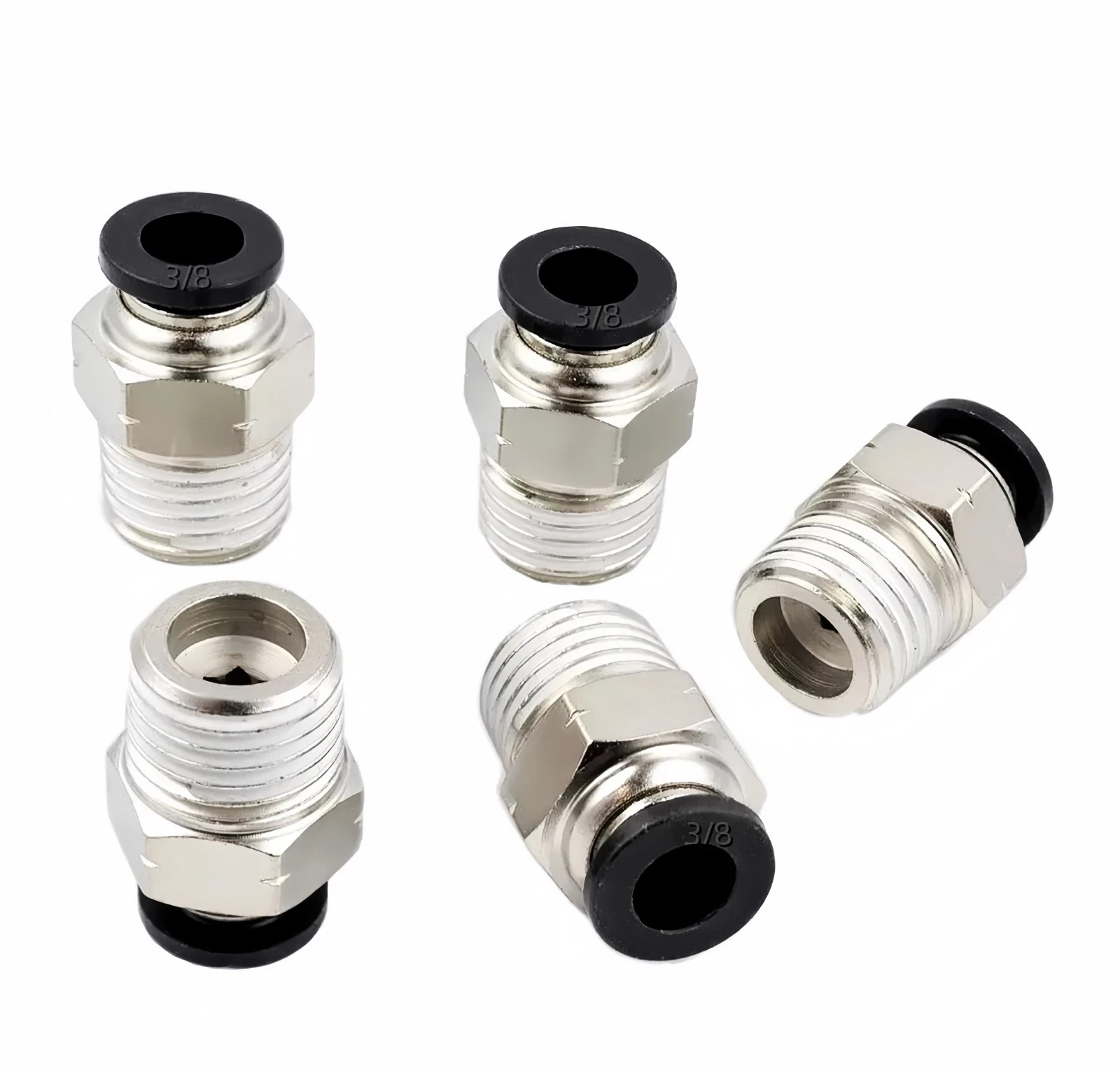 LokoCar Male Straight 3/8"Tube OD x 3/8"NPT Thread Push to Connect Fitting 5Pcs