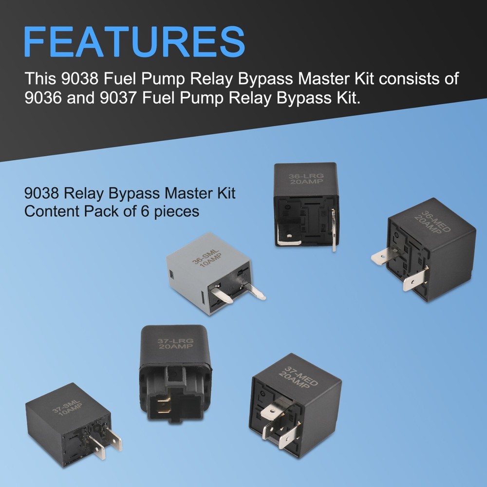 Fuel Pump Relay Bypas Master Kit (6 Pcs ) replace for 9038