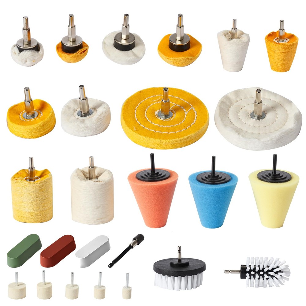 26pcs Buffing Wheel Kit for Drill – Different Size and Density Polishing Buff...
