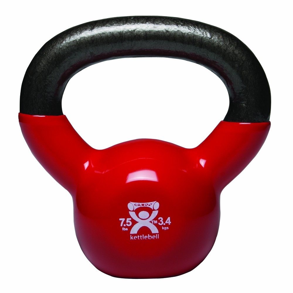 Vinyl-Coated Kettlebell, Red, 7.5 Pound