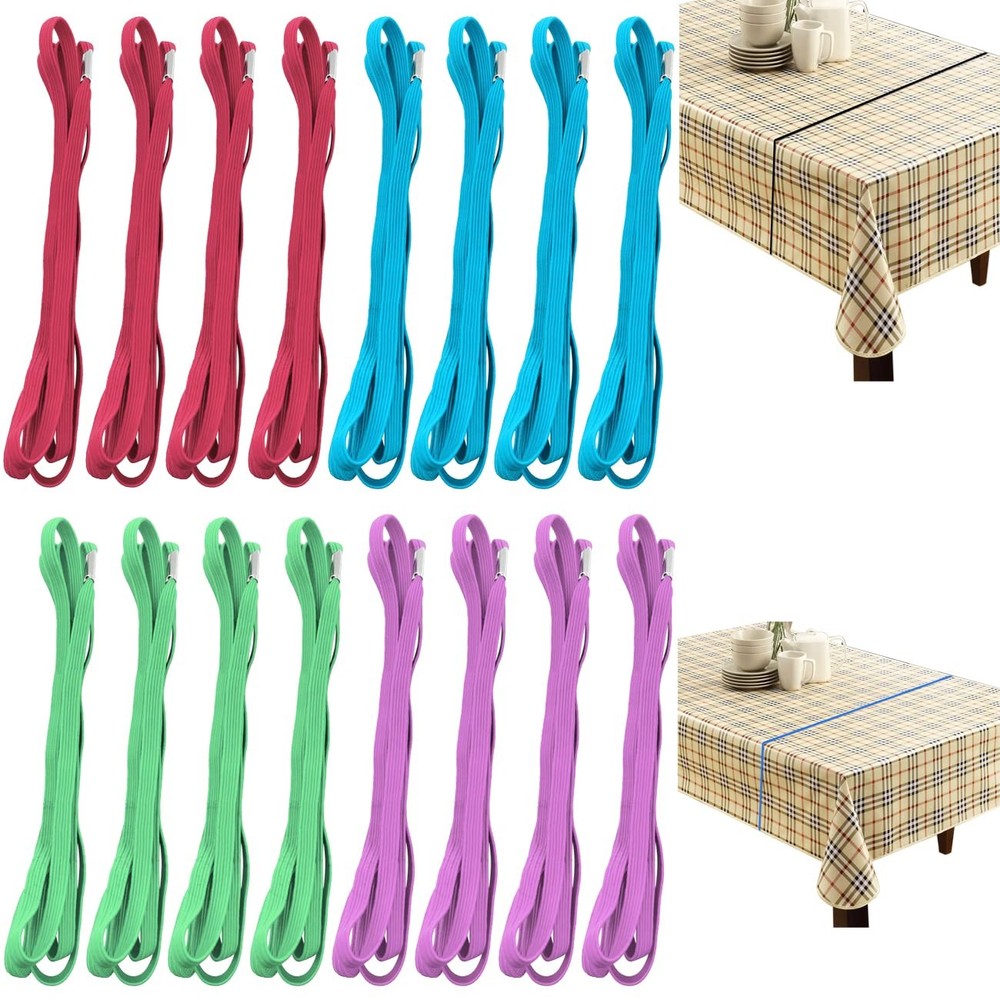 16 Pack Table Bungees, Tablecloth Strap Elastic Table Cloth Band Shock Absorb...