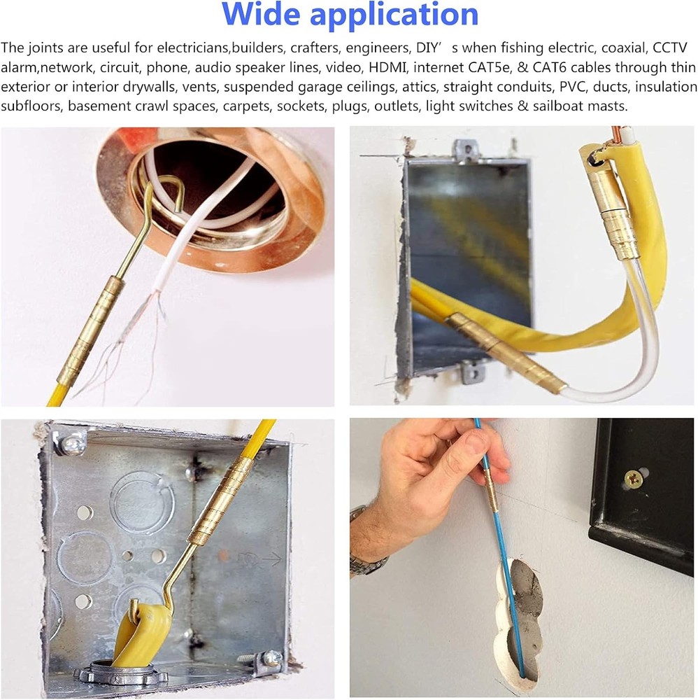 11ft Multi-function Fiberglass Cable Puller Electrical Fish Tape Duct Rodder Wir