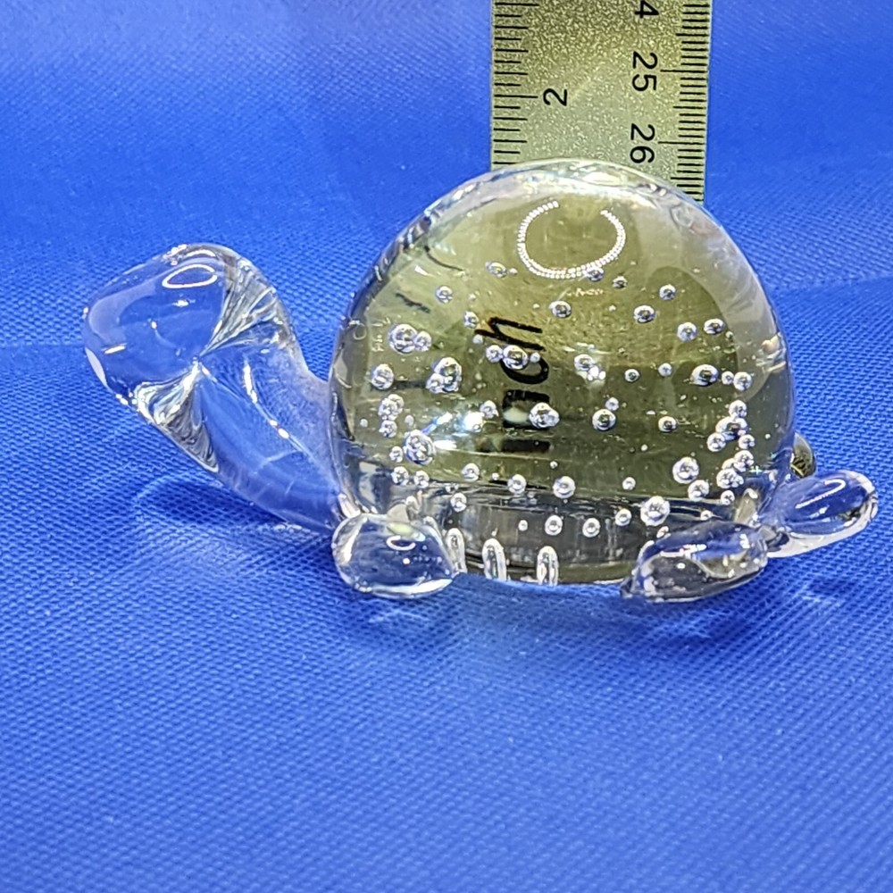Clear Glass Turtle Controlled Bubble Figurine Paperweight