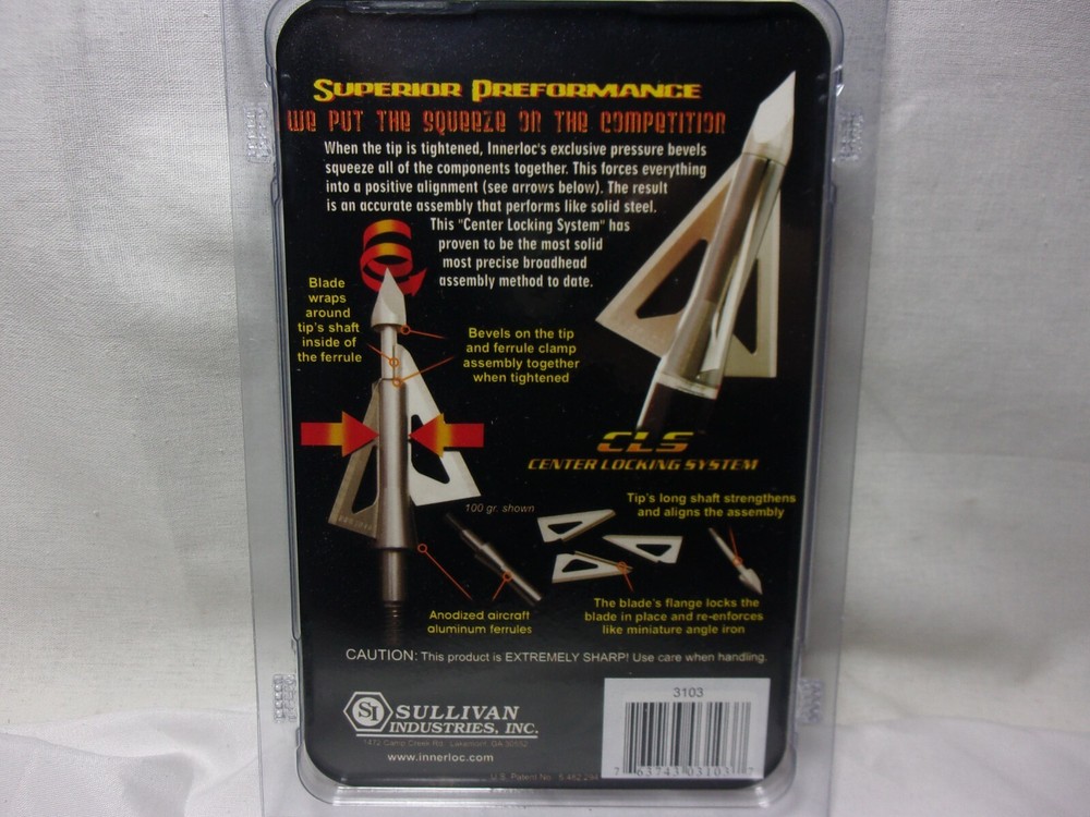 Innerloc broadheads fixed blade 75GR Model 3103
