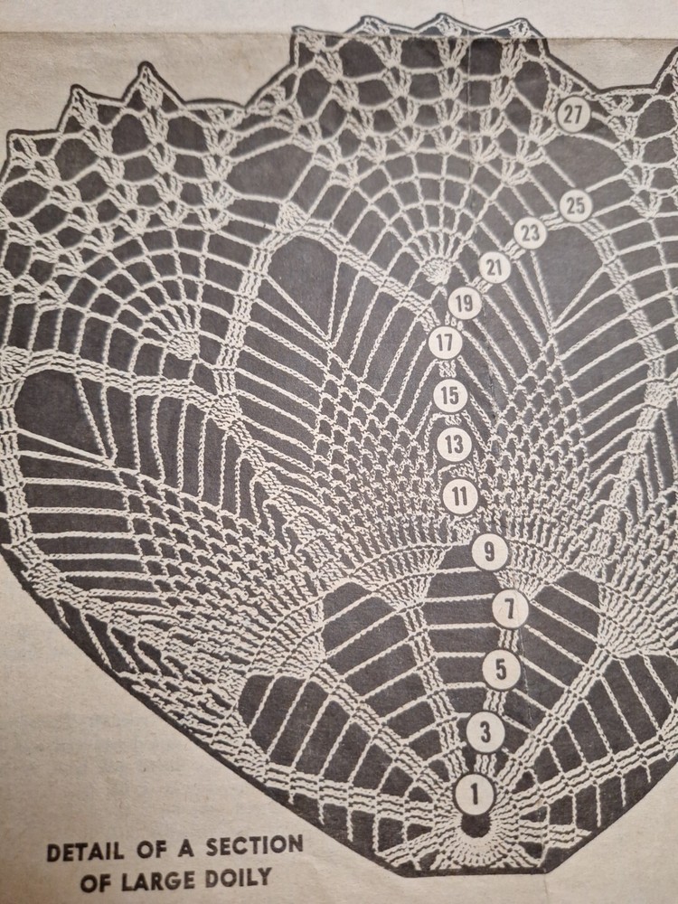Doilies Doily 818 Pineapple Crochet Pattern Cotton Thread Mail Order VTG 40s