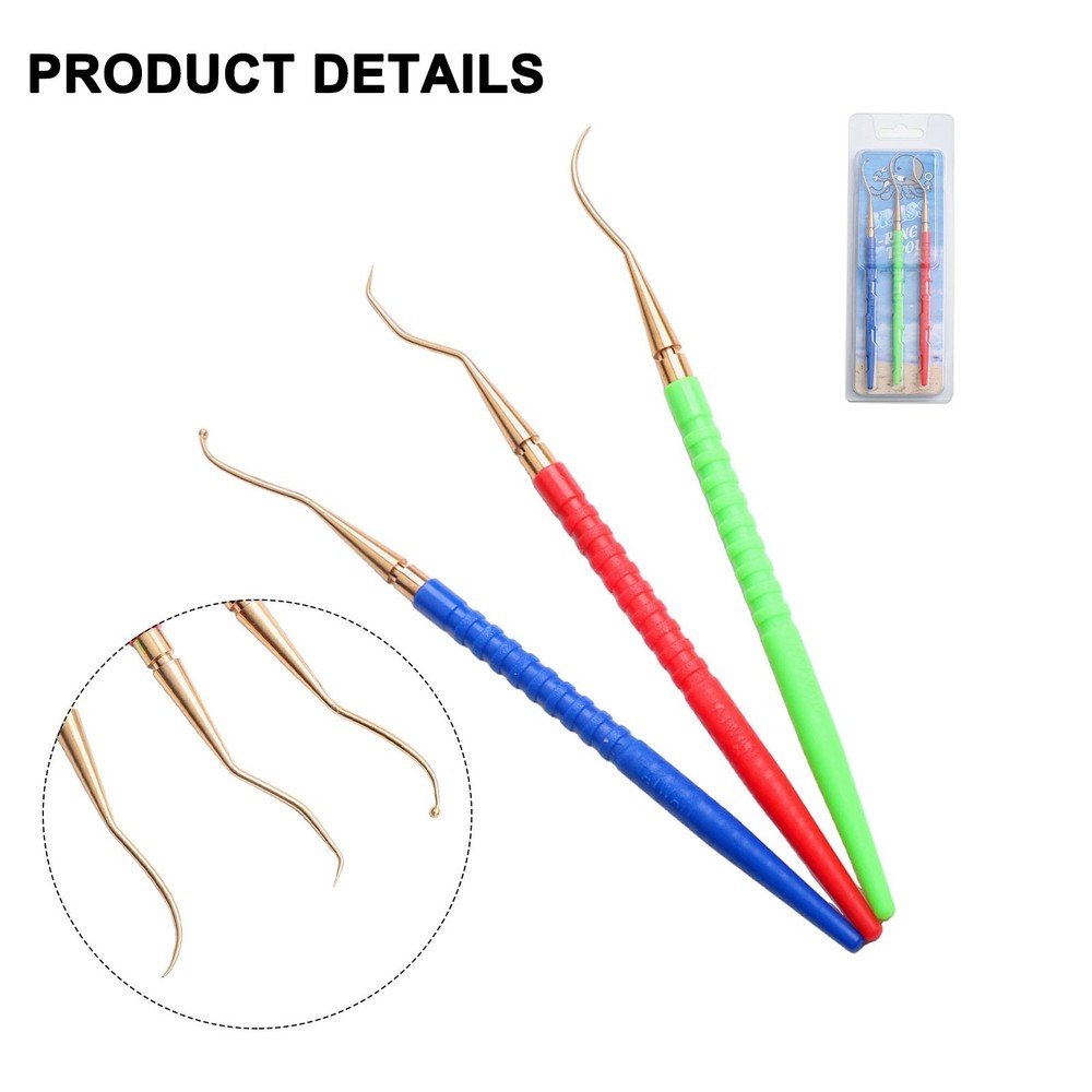 High Grade ORing Remover Tool Brass Pick Hooks Plastic Handle 3Pcs Pack