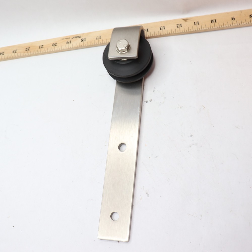 Barn Door Track Roller Strap Mounted Satin Nickel