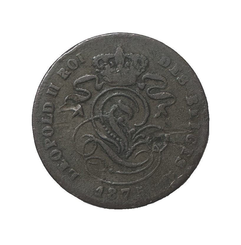 1875 Belgium 2 Centimes Coin