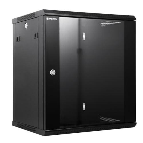 Rackpath 12U Wall Mount Network Rack Cabinet 19” Server Rack 17.7” Deep Black