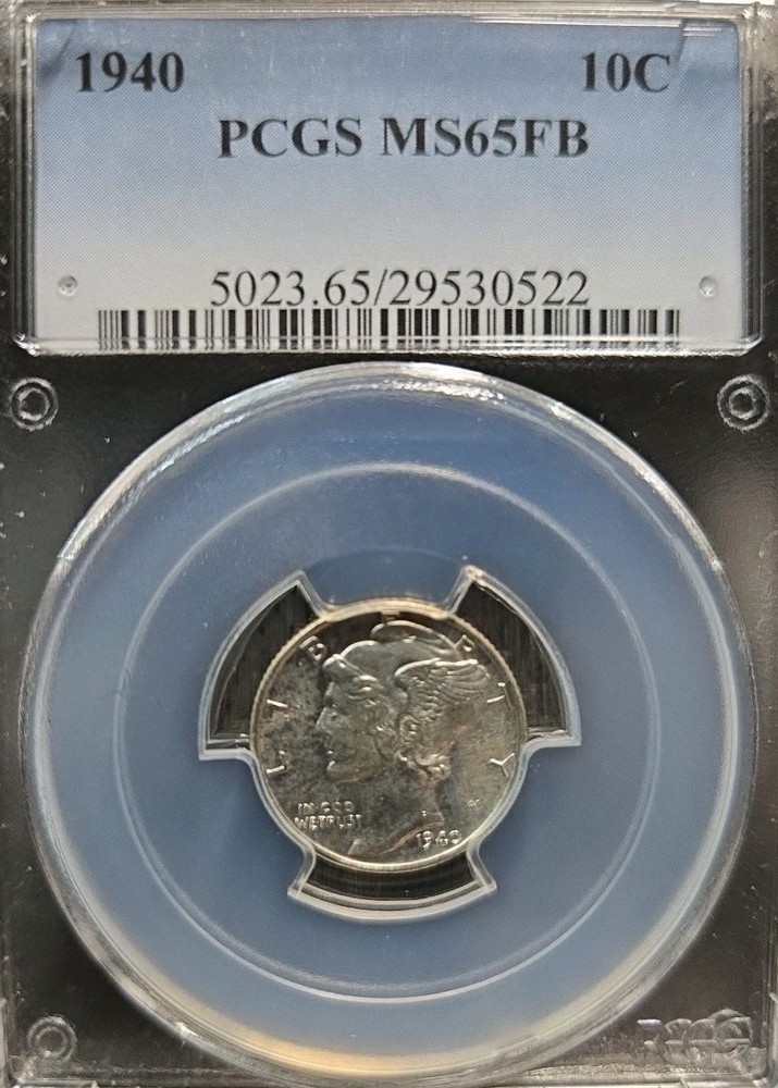 1940 Mercury Dime PCGS MS65 FB Silver