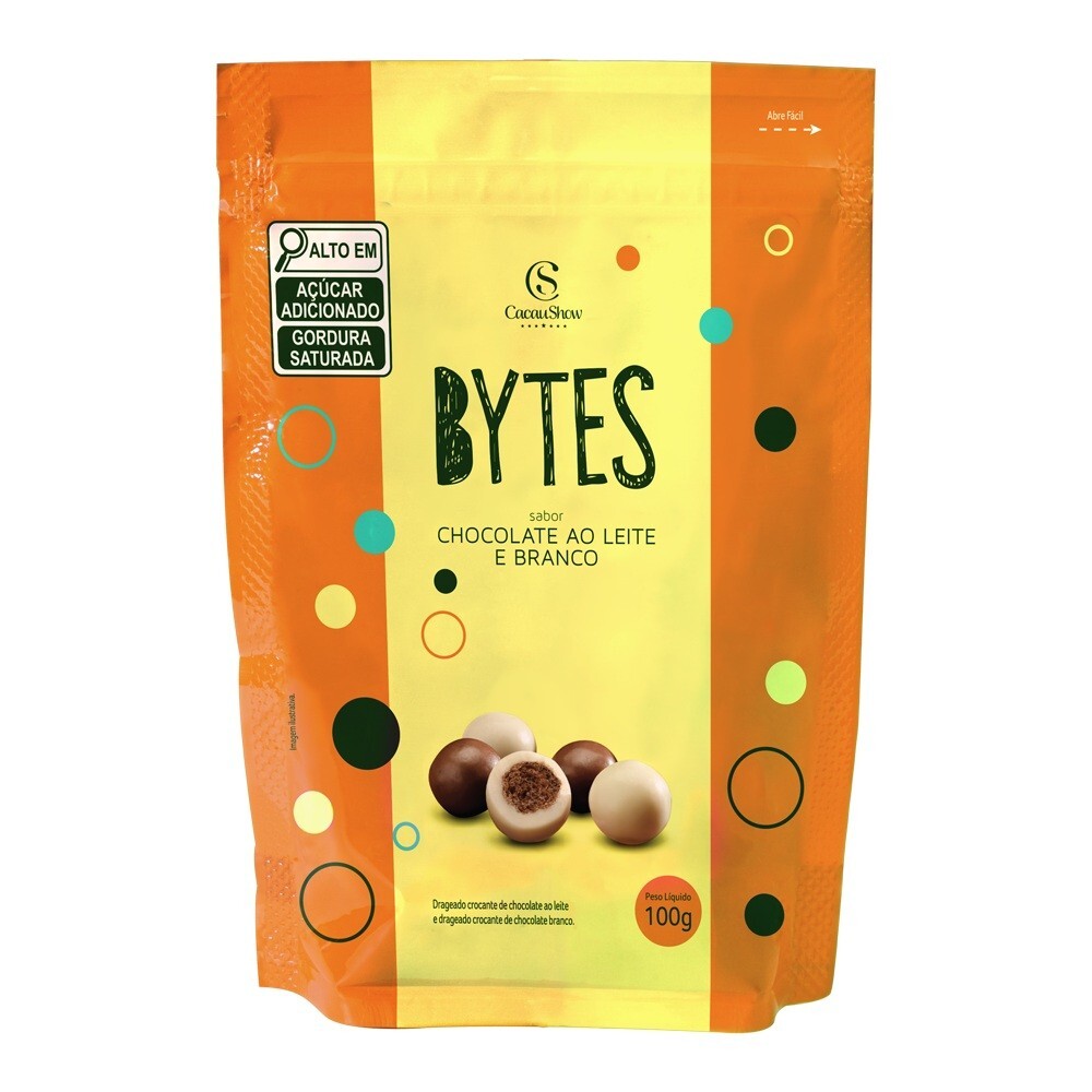 Cacau Show Drageado Bytes ao Leite e Branco 100g