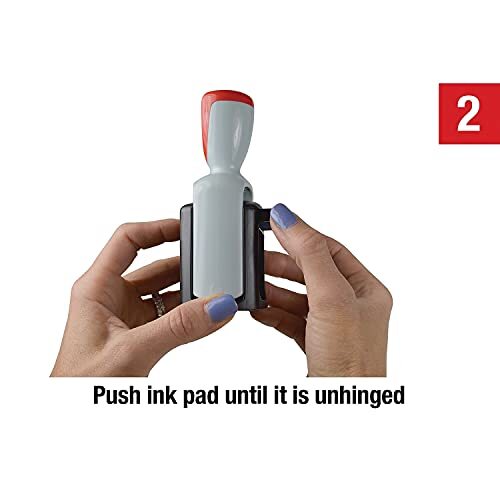 Self-Inking Date and 4 Phrase Stamp Blue/Red