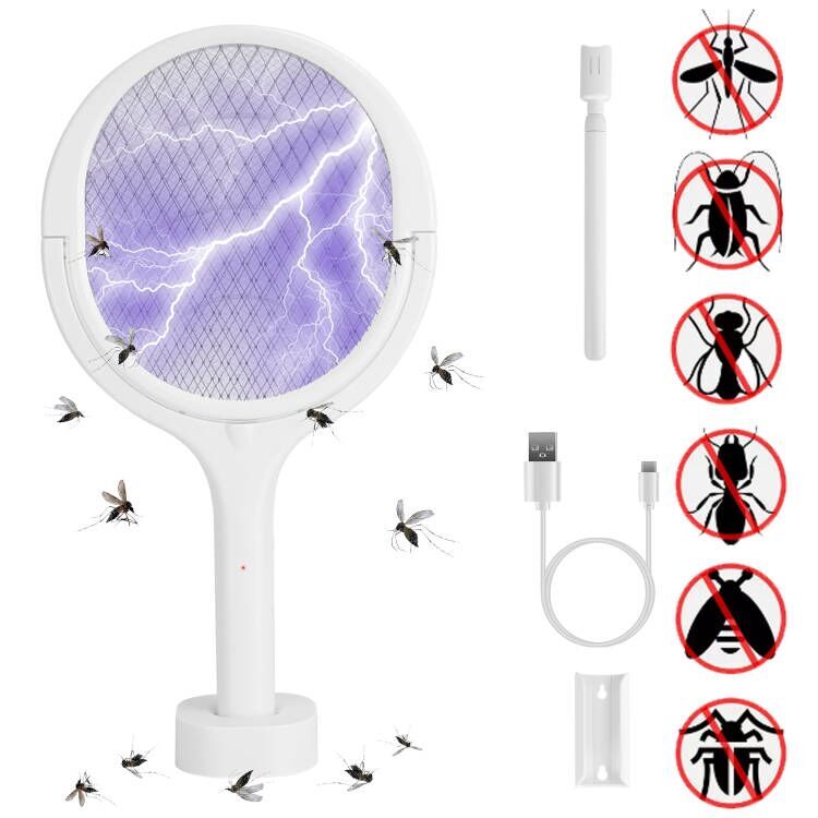 90º Rotating Electric Bug Zapper Racket Bug Zapper Mosquito Swatter Zapper Mini