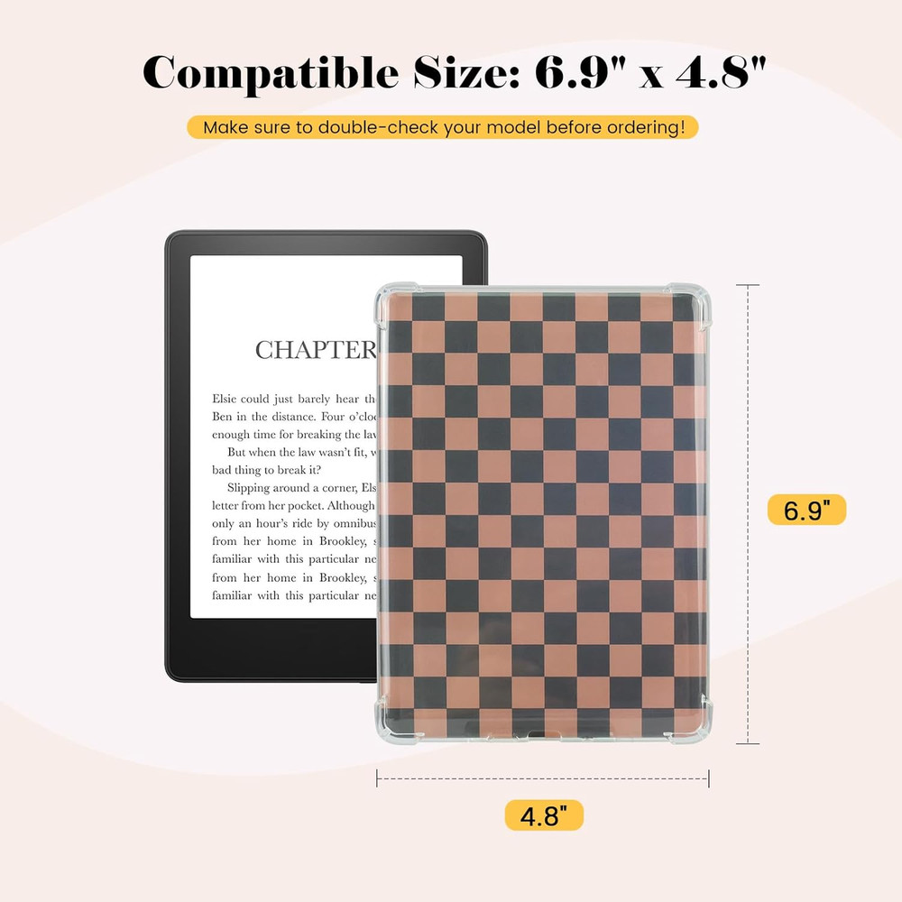 12PCS Cardstock Inserts for E-Reader Clear Case, 6.8" Simple Theme Decor