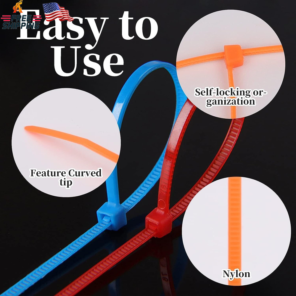 1200 Pieces Zip Ties, Multi-Purpose Assorted Colored Self-Locking Nylon Cable Zi