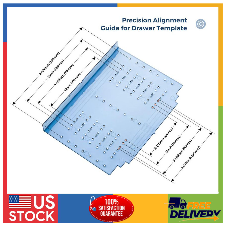 Cabinet Hardware Jig Drill Template for Knobs and Handles Drawer Pull Guide Tool