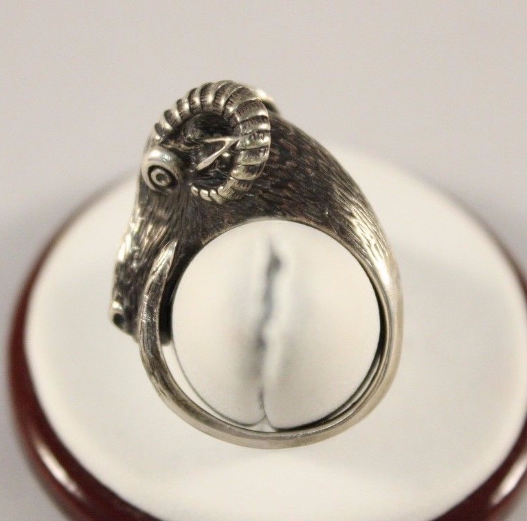 Antique 800 Silver Ram Ring Rare Piece 10g