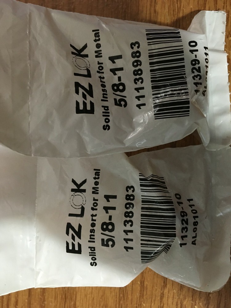 (2) 5/8"-11 Carbon Steel Solid Insert For Metal