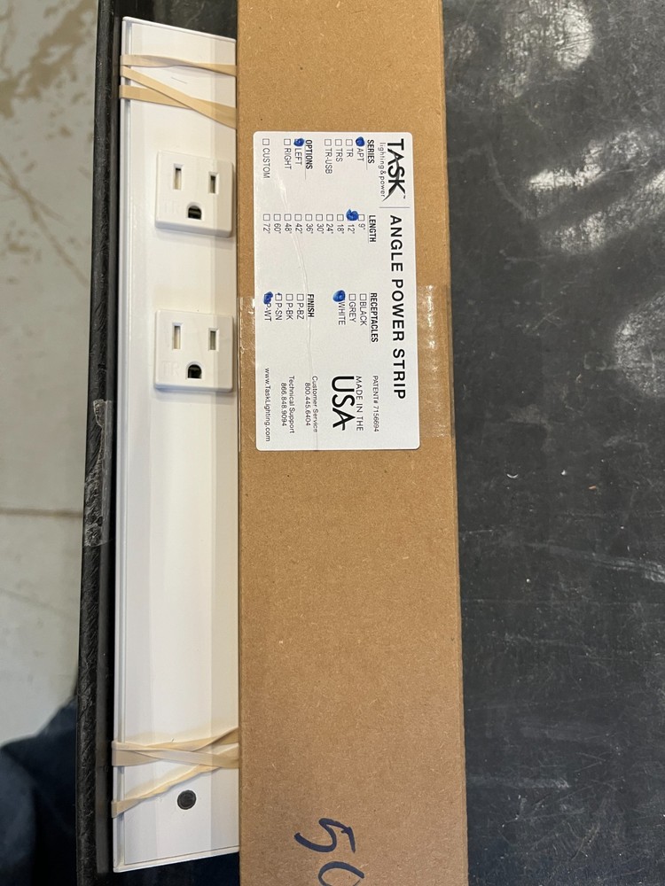 TASK #APT122WPWTL   12" WHITE ANGLED PLUG STRIP