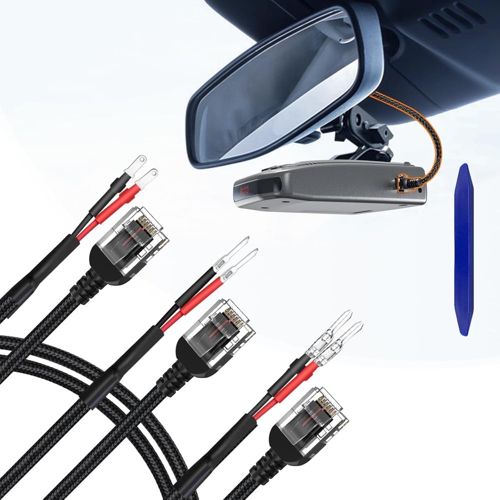Durable 19.9" Braided Radar Detector Mirror Power Cables - Easy Install Pack