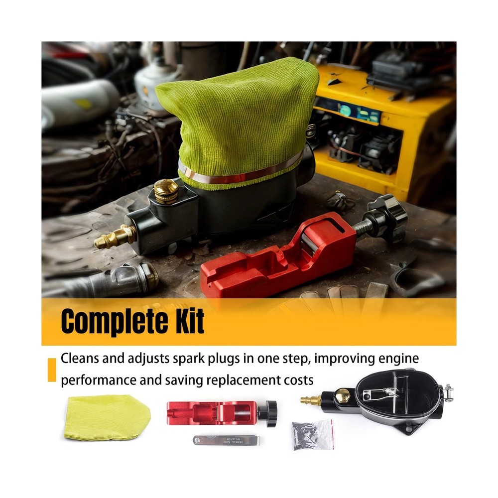 Spark Plug Gap Tool & Pneumatic Spark Plug Cleaner Kit - Air Sandblaster Clea...