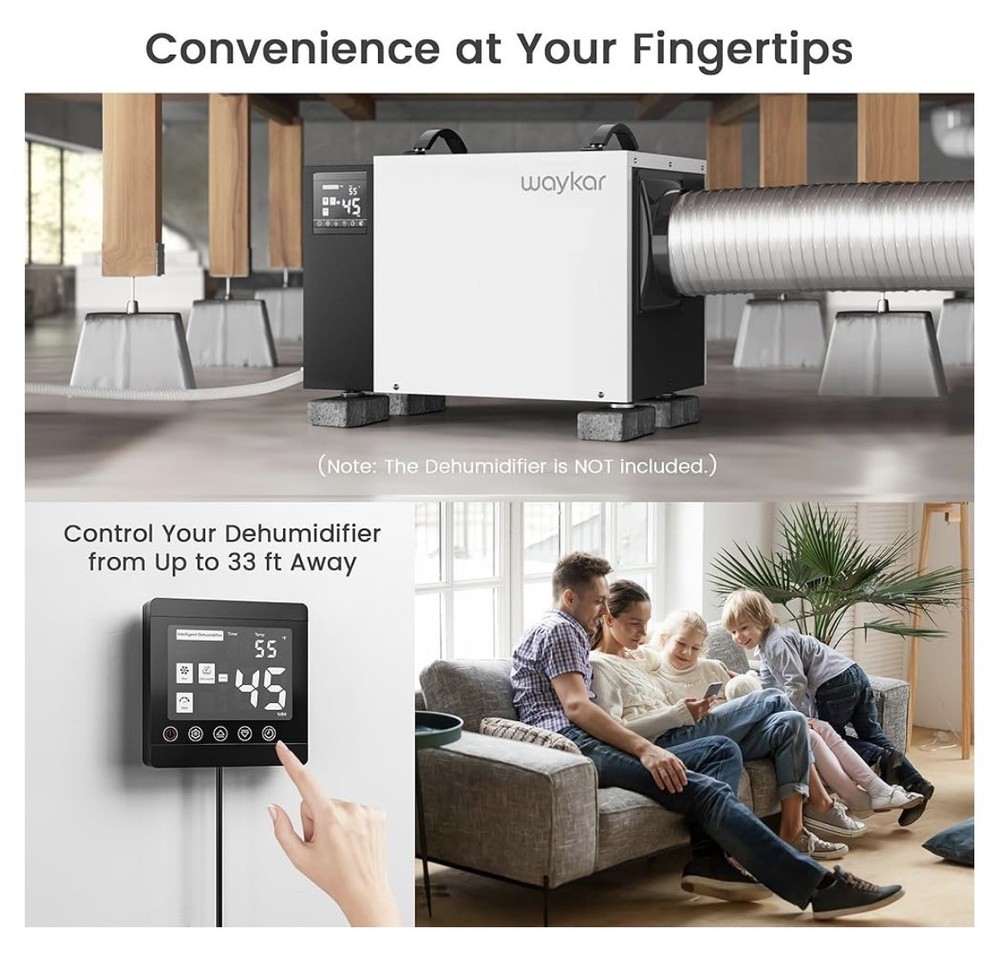 Waykar Digital Remote for AFW Series Dehumidifiers Adjustable Humidity Sensor