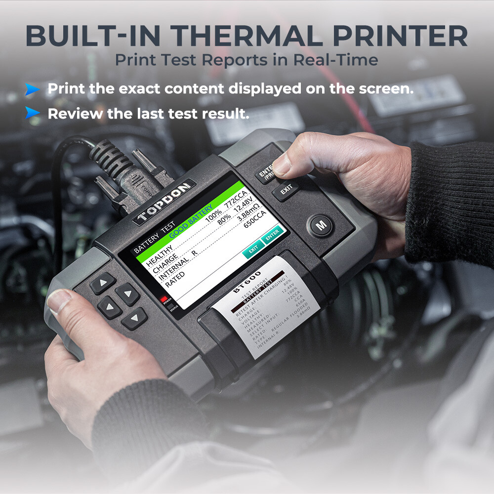 BT600: TOPDON 12/24V Battery Tester & Analyzer
