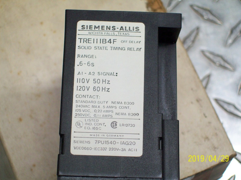 TRE111B4F NEW SIEMENS-ALLIS SOLID STATE TIMING RELAY .6-6s RANGE