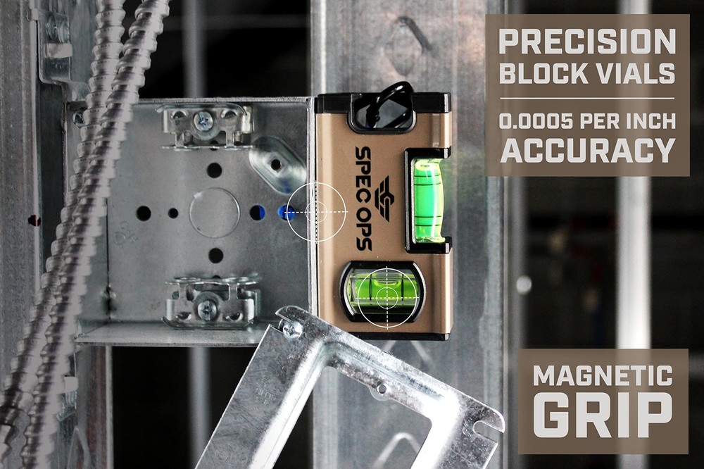 Spec Ops Tools Magnetic Pocket Level 4 Inch Compact Durable Accurate Vials