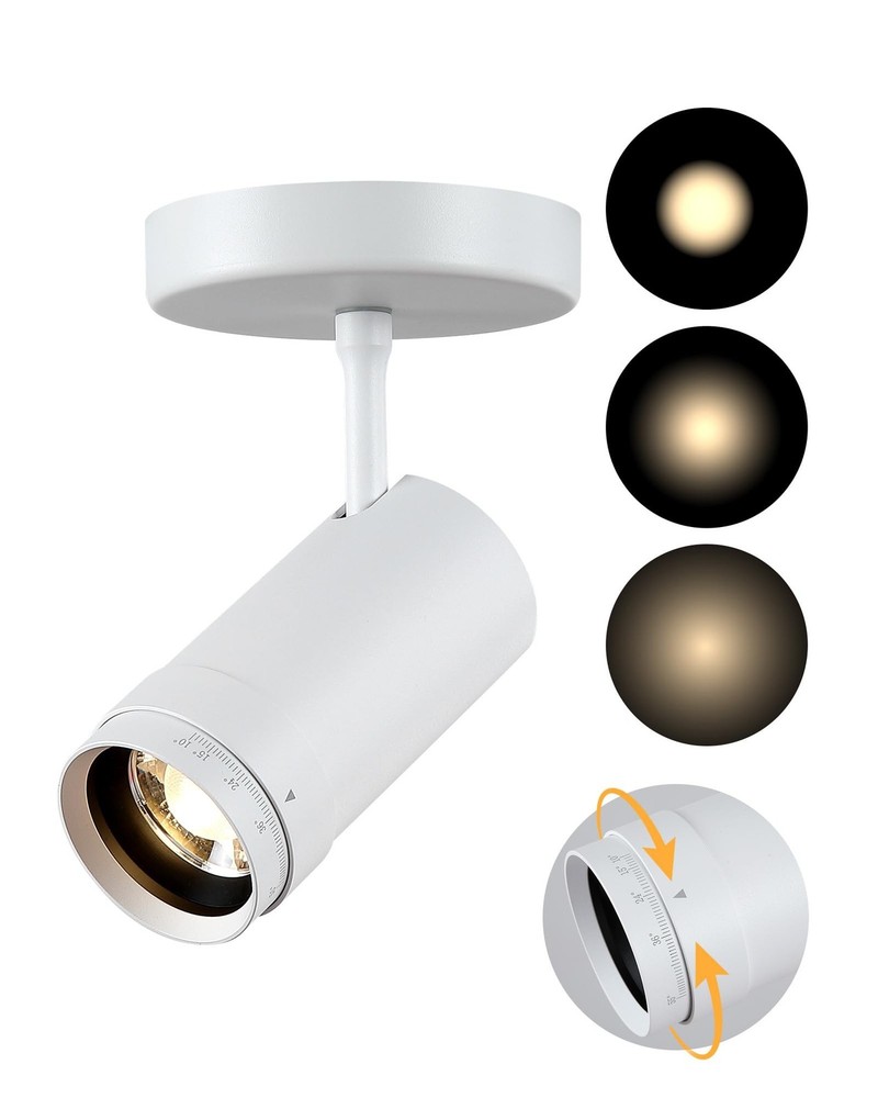 9W LED Zoomable Ceiling Spotlight, Dimmable Directional Wall Surface Fixture,...