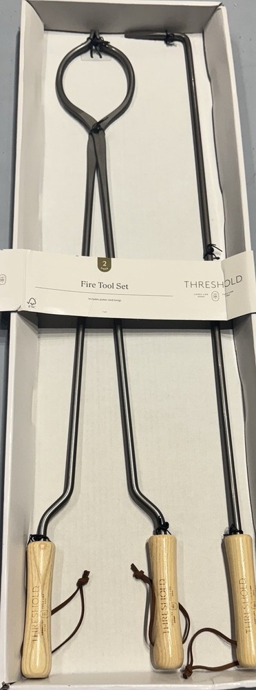 2pc Tongs and Fire Poker Tool Set Black - Threshold™