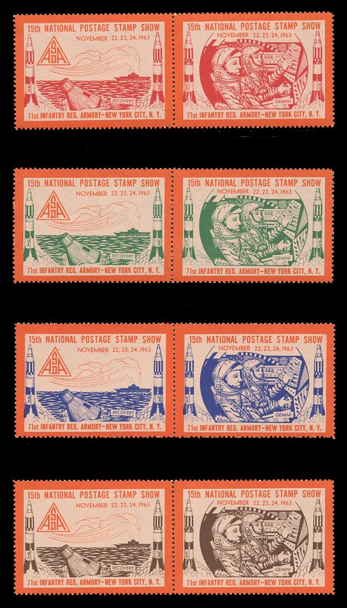 ASDA STAMP SHOW LABELS - 1963, PERFORATED, SET OF 8 (4 PAIRS)