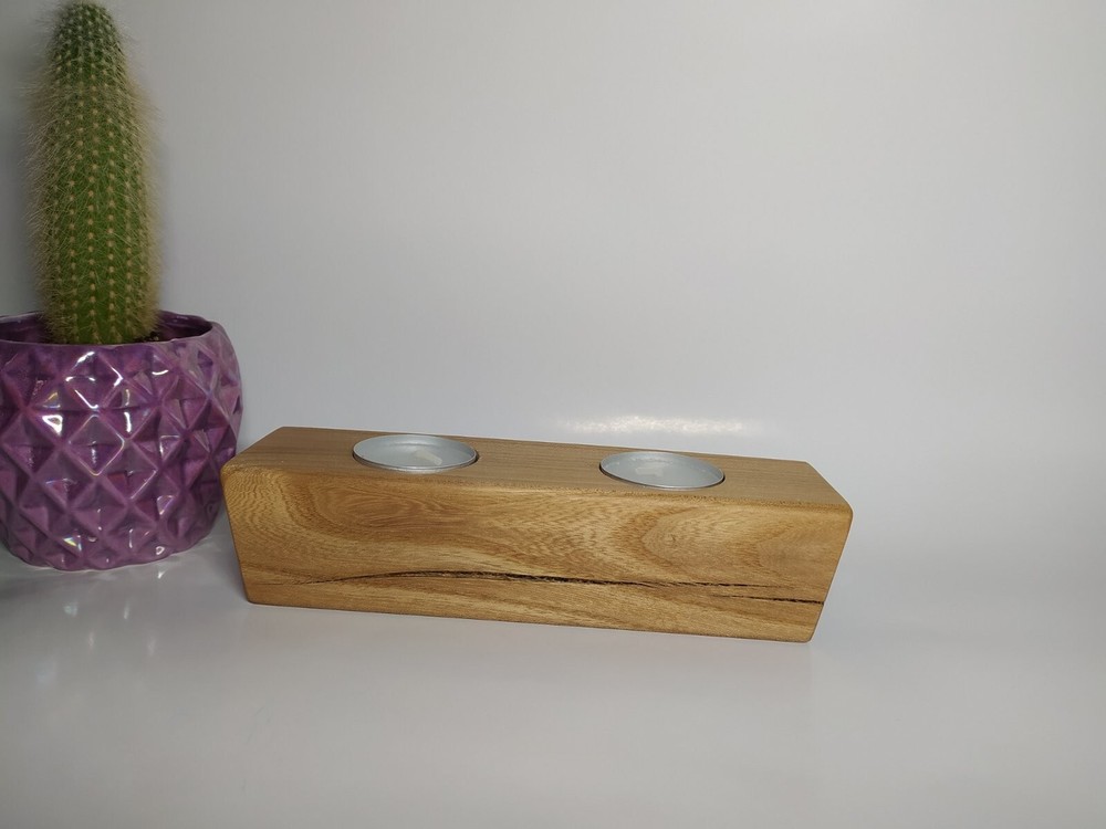 WOODEN CANDLESTICKS WITH CANDLES