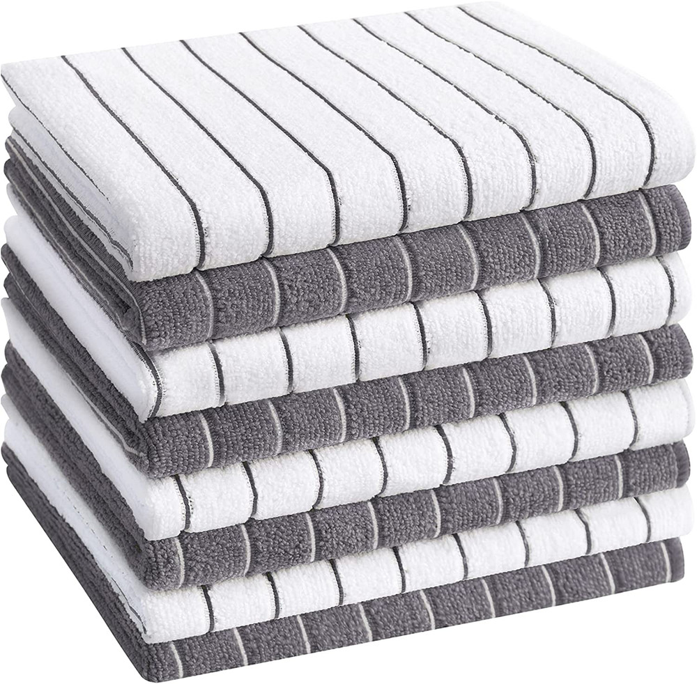 HYER KITCHEN Microfiber Kitchen Towels, Stripe Designed, Super Soft and Absorben