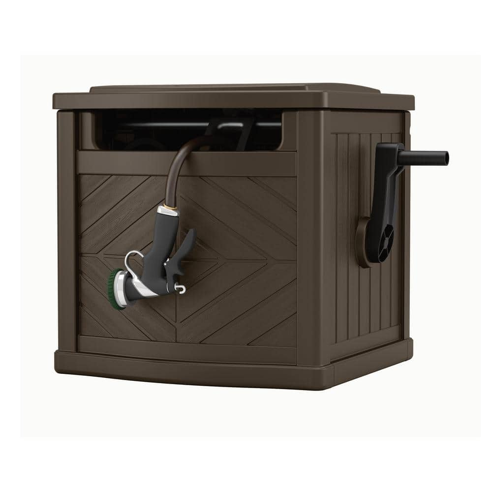 Portable Garden Hose Storage Box Outdoor Hideaway Reel 150 Ft