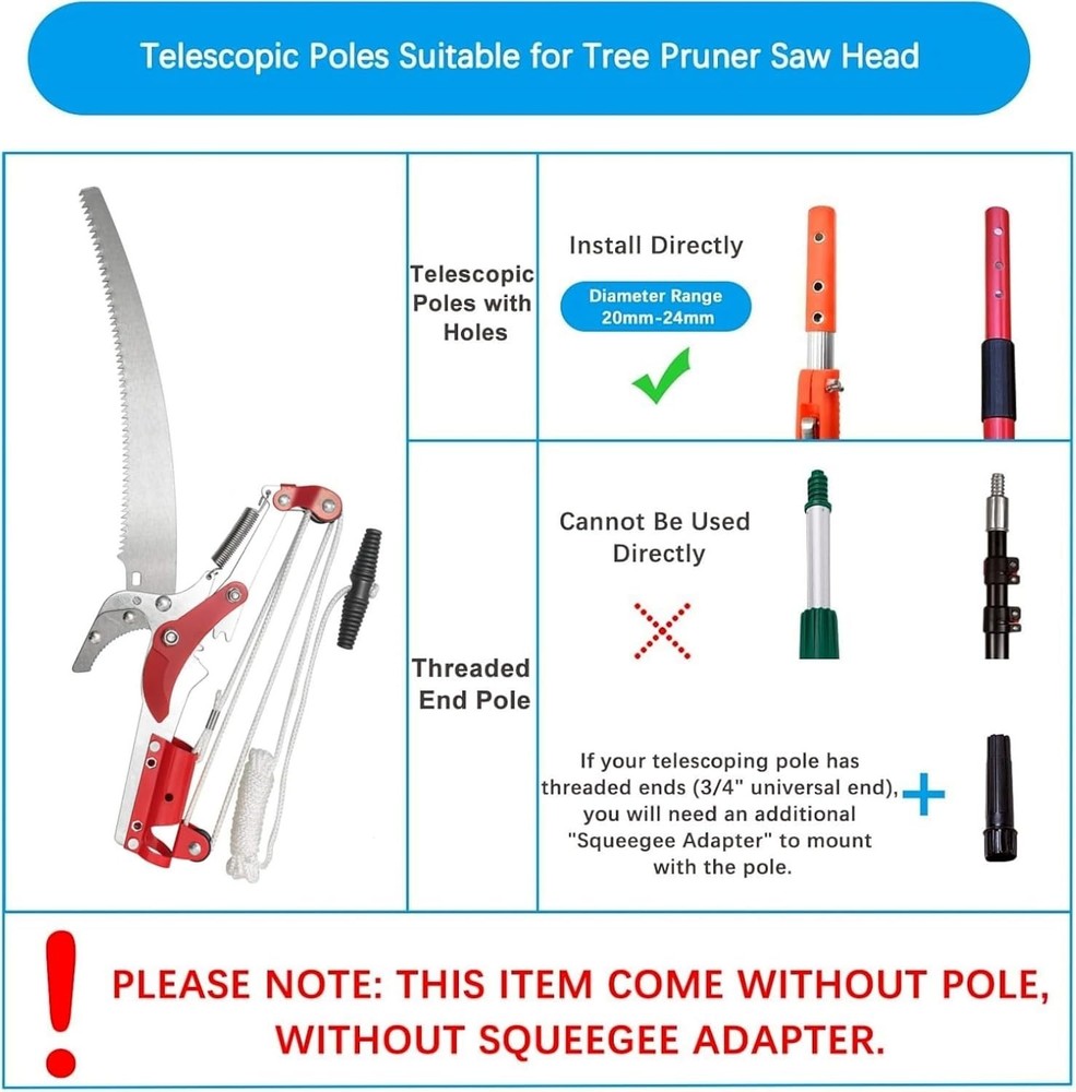 Extendable Tree Pruner Saw,High-Altitude Branches Trimmer Pruning Shears Head,Fr
