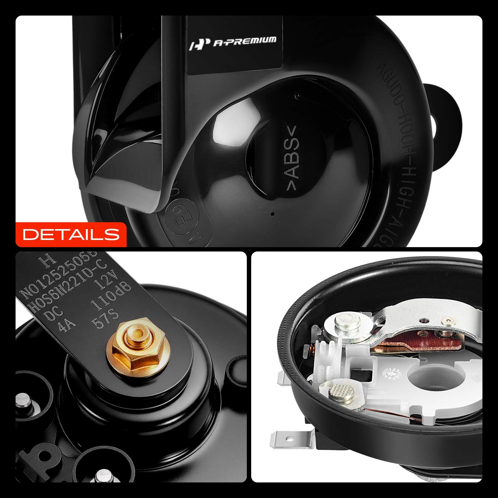 A-Premium 1 Set Car Snail Horn w/ 2 Connectors for Hyundai Elantra Sonata Kia