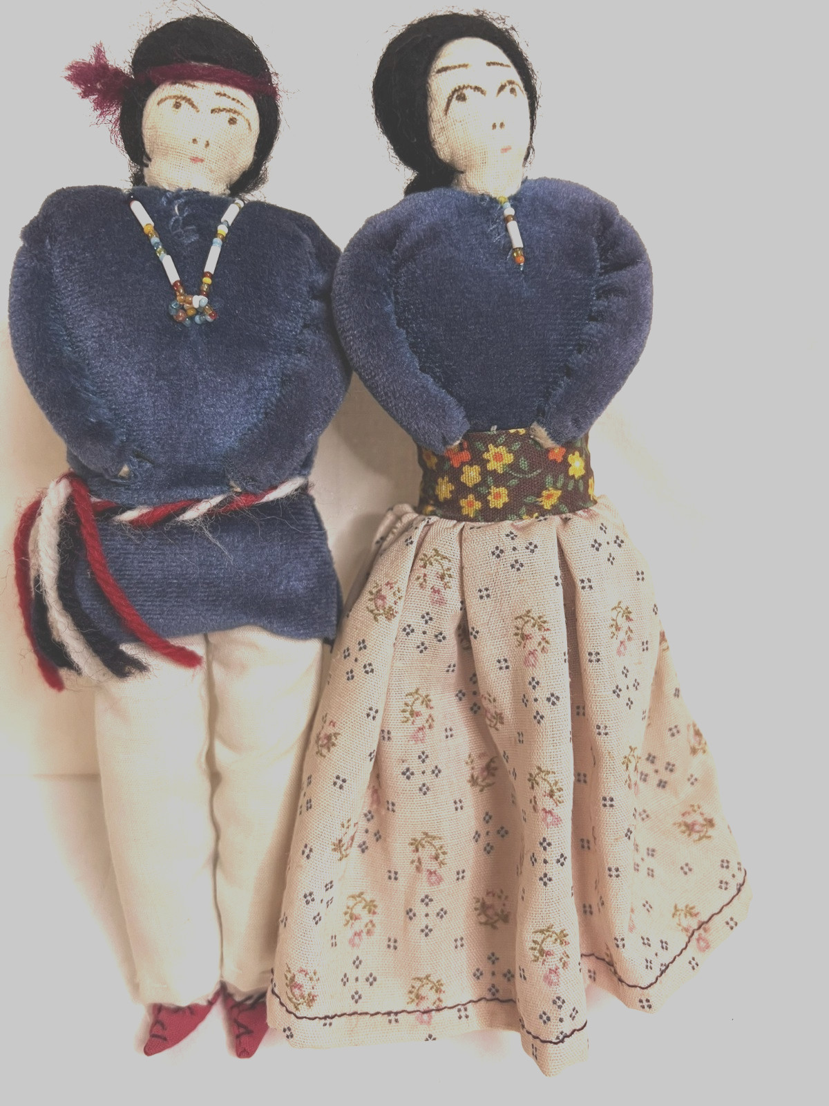 3 Vintage Navajo Fabric Doll Family Handmade Native American Man Woman Child