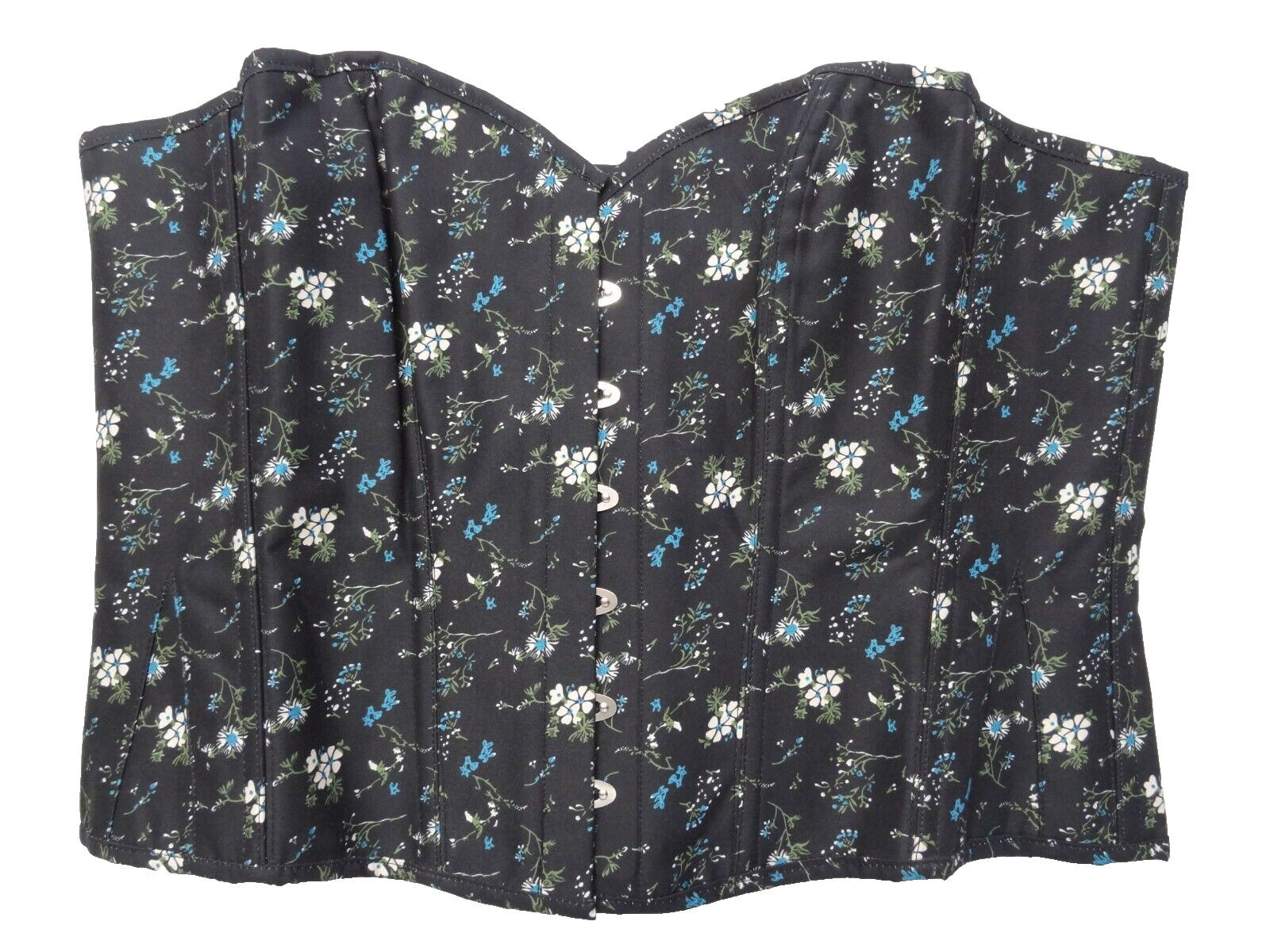 NWT Corset Story 44 Ditsy Floral Printed Overbust Spiral Steel Bone Navy Flowers