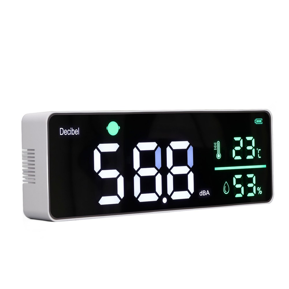 Wall Hanging Sound Level Meter 11in Large LED Screen Temperature Humidity Meter