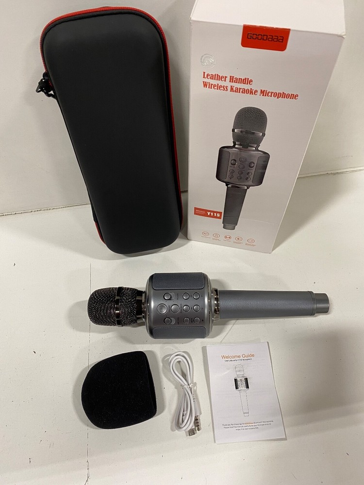 Goodaaa (Y11S) Leather Wireless Karaoke Microphone - Grey