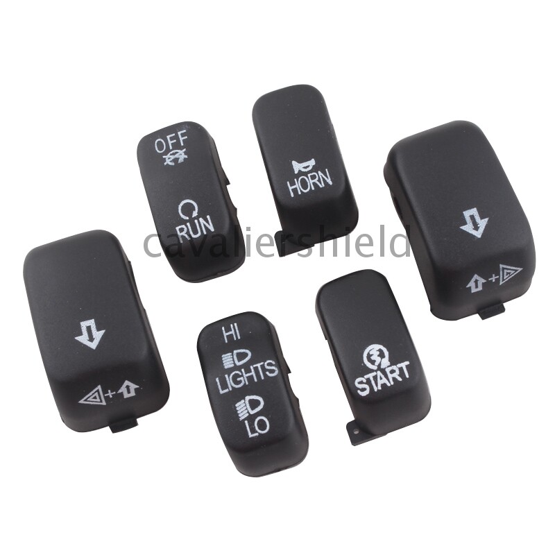 6pcs Black Hand Control Switch Housing Button Cover Caps For Harley Dyna Softail