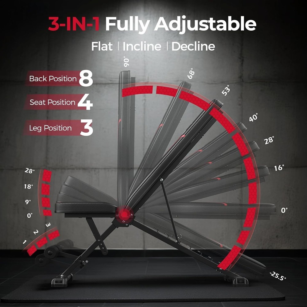 Adjustable ,Utility Weight for Full Body Workout- Multi-Purpose Foldable Incl...