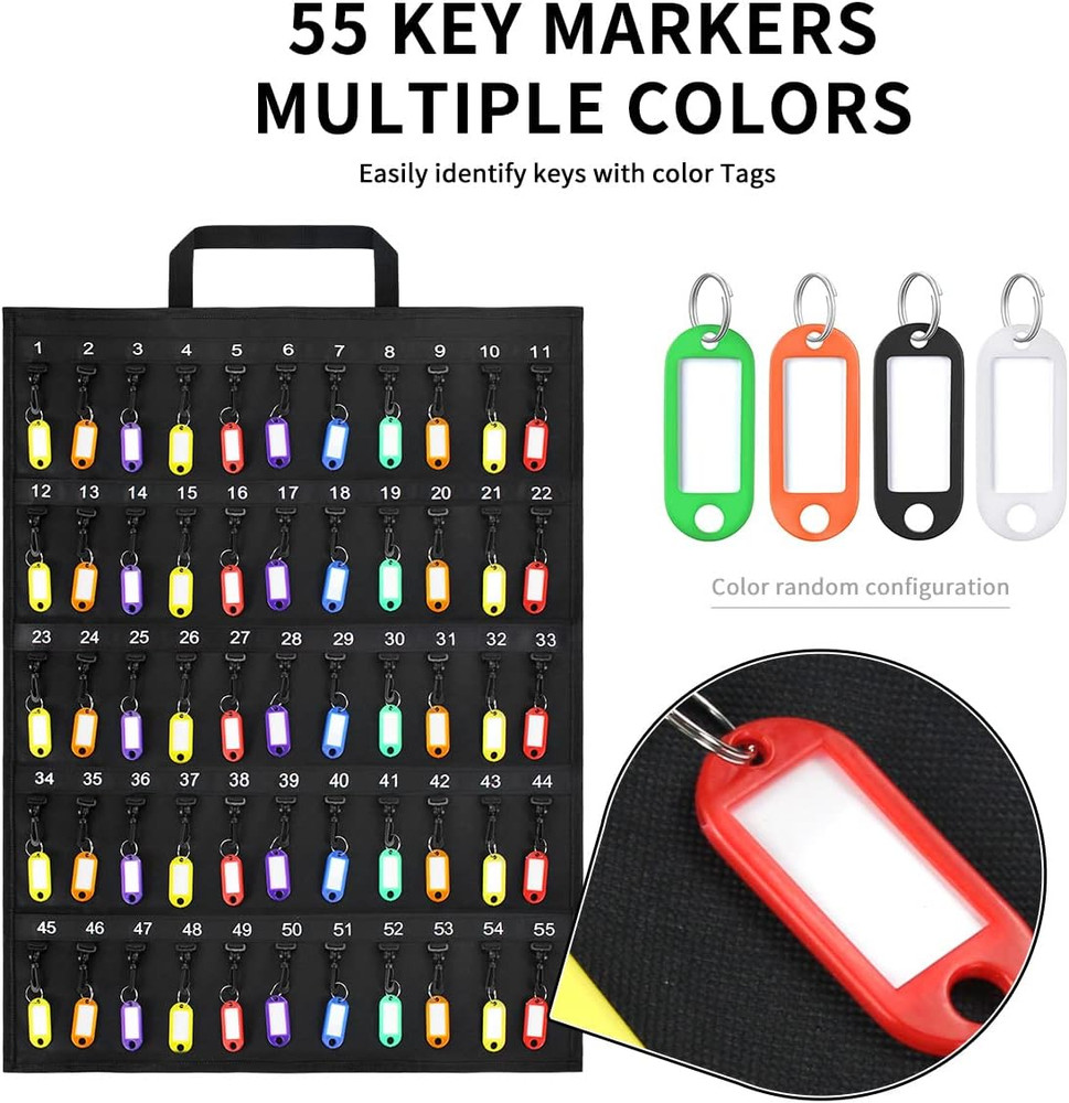 Rollable Portable Fireproof Water Proof Key Case - Compact 55-Key Storage for Ho
