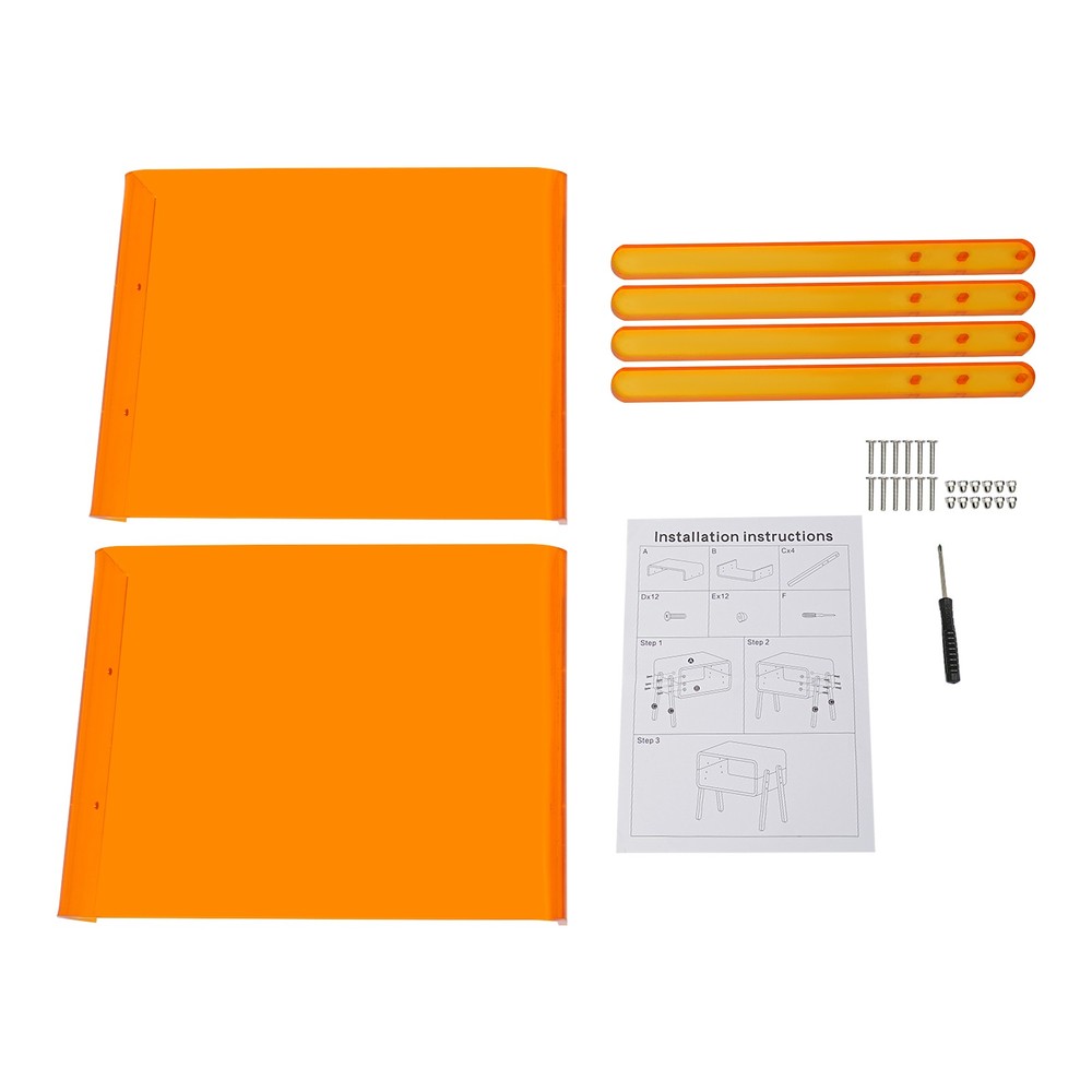 Acrylic Side Table, Orange 2-Tier End Table with Open Storage for Small Spaces