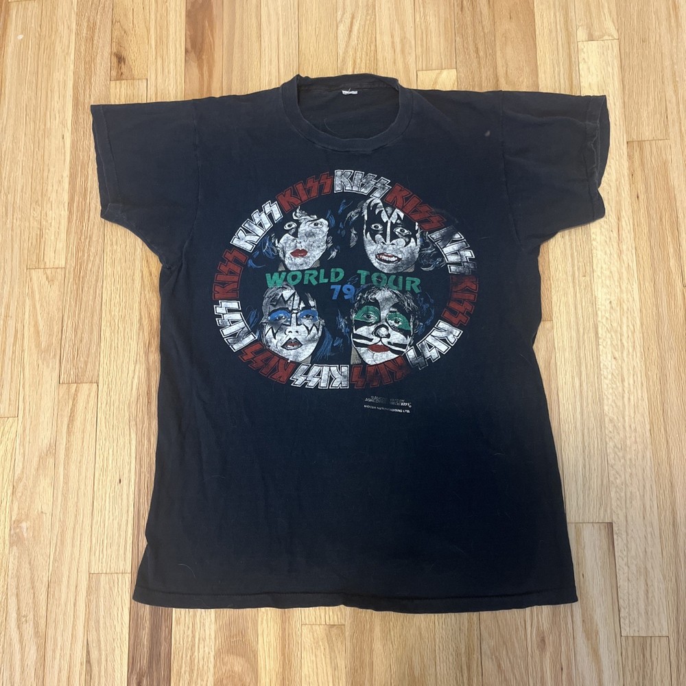 Vintage Kiss Shirt 1979 World Tour Size Small Medium Killer Fade Distressing