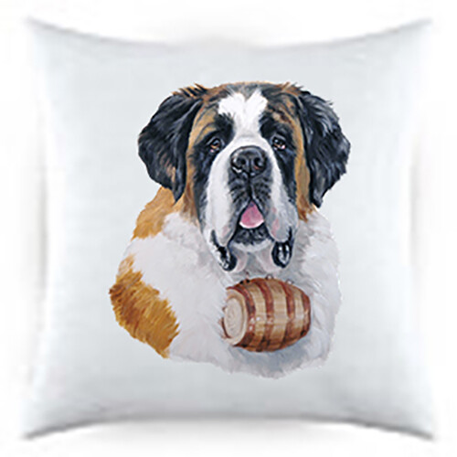 Saint Bernard Satin Throw Pillow