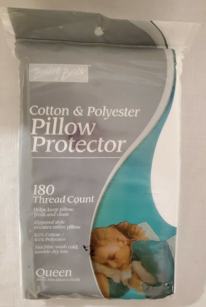 New Bedding Basics Cotton Polyester Pillow Protector Queen Size